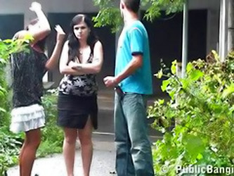 Risky Public Threesome With A Pr...