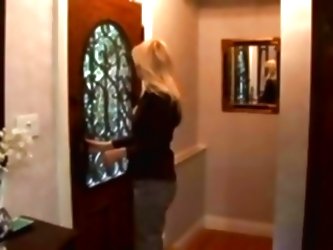 Two Blonde Lesbians Kissing And...