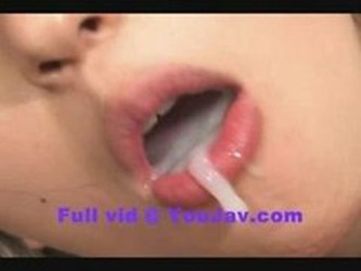Japanese Amai Mitsu Gets Bukkake And Swallows